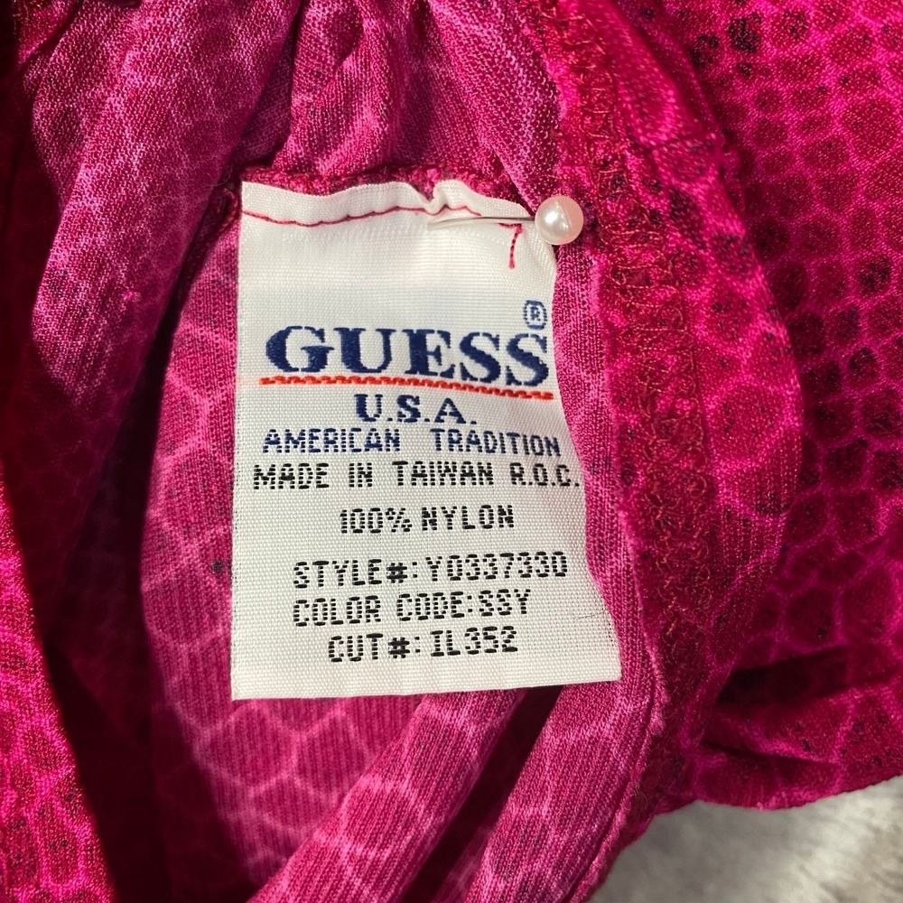 Guess Snakeskin Print Button Down Shirt Womens XL 3/4 Sleeve Y2K Vintage - Picture 7 of 8